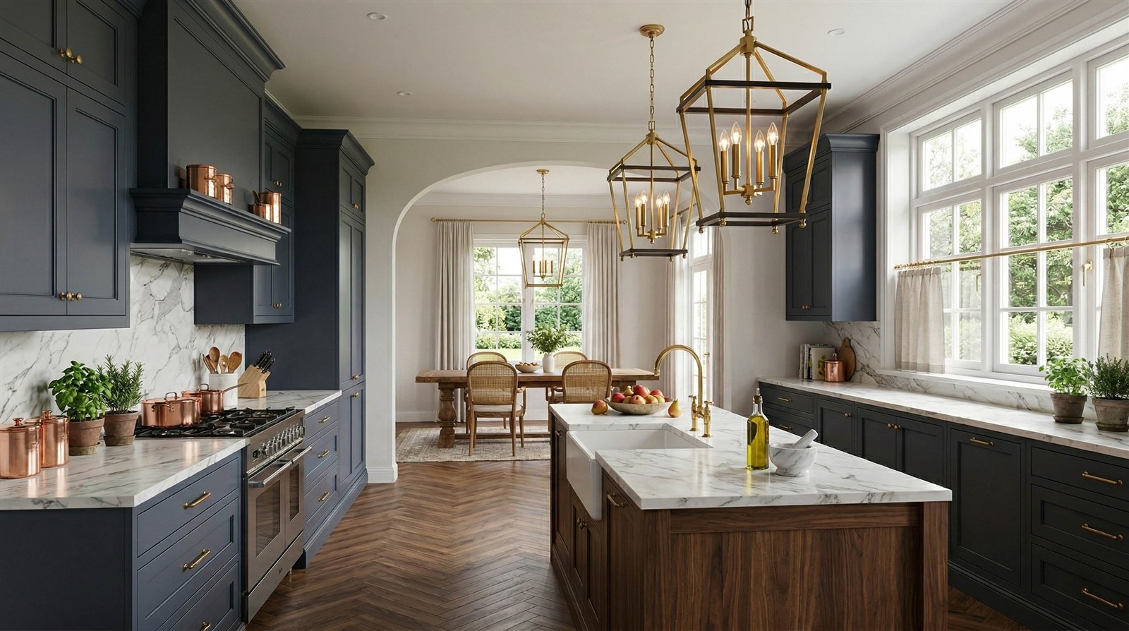 A luxurious, traditional American classic kitchen and dining space.jpg